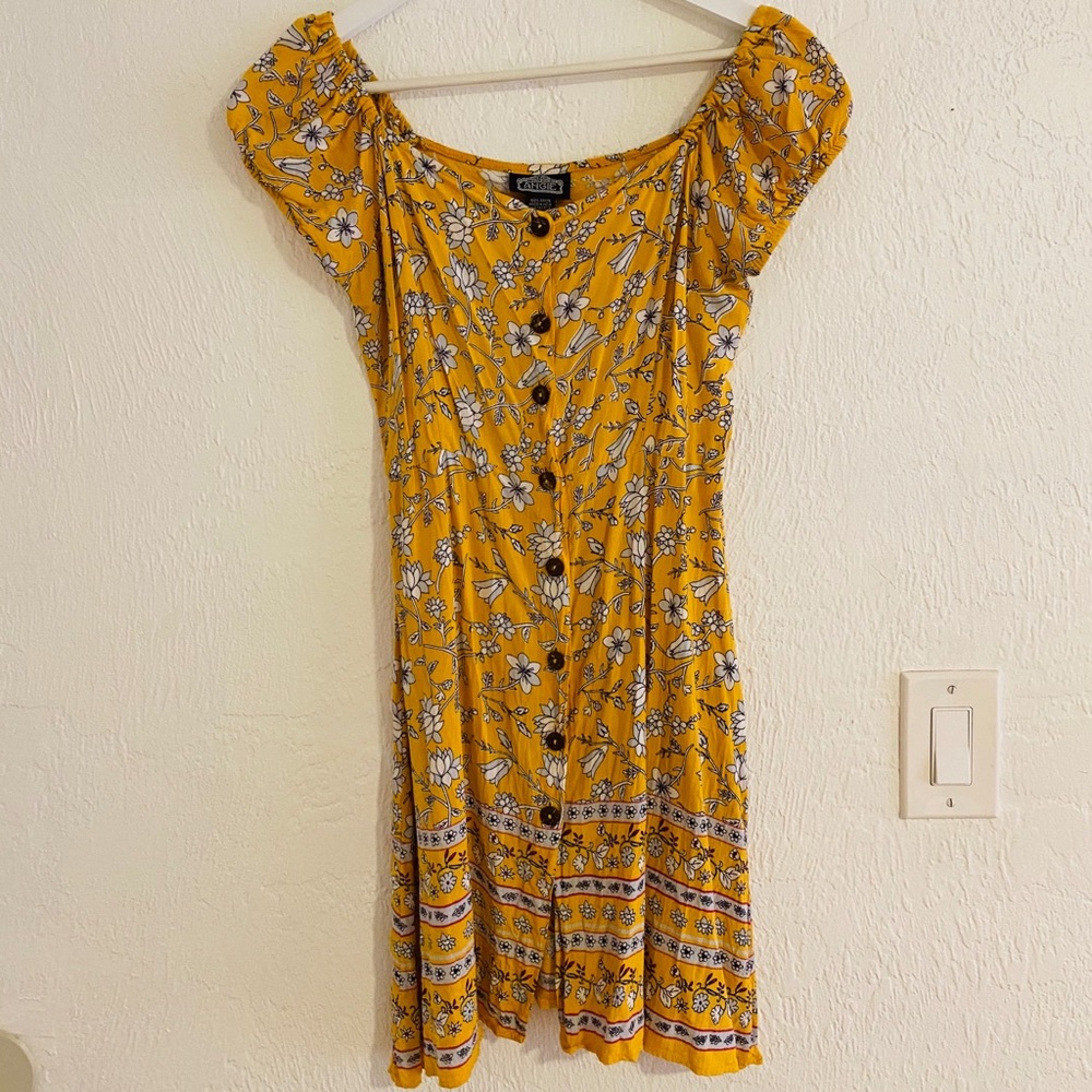 Angie Yellow Button Up Sun dress